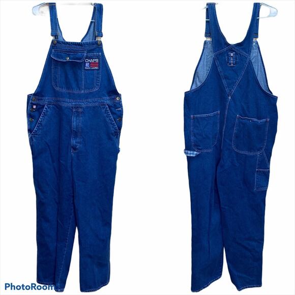 Chaps Ralph Lauren Jean Cargo Overalls XL - Picture 1 of 9
